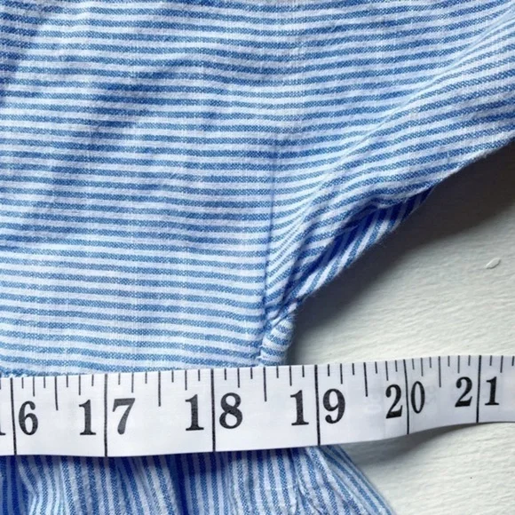 Zara Blue and White Striped Embroidered Shirt Dress with Pockets - Picture 11 of 13